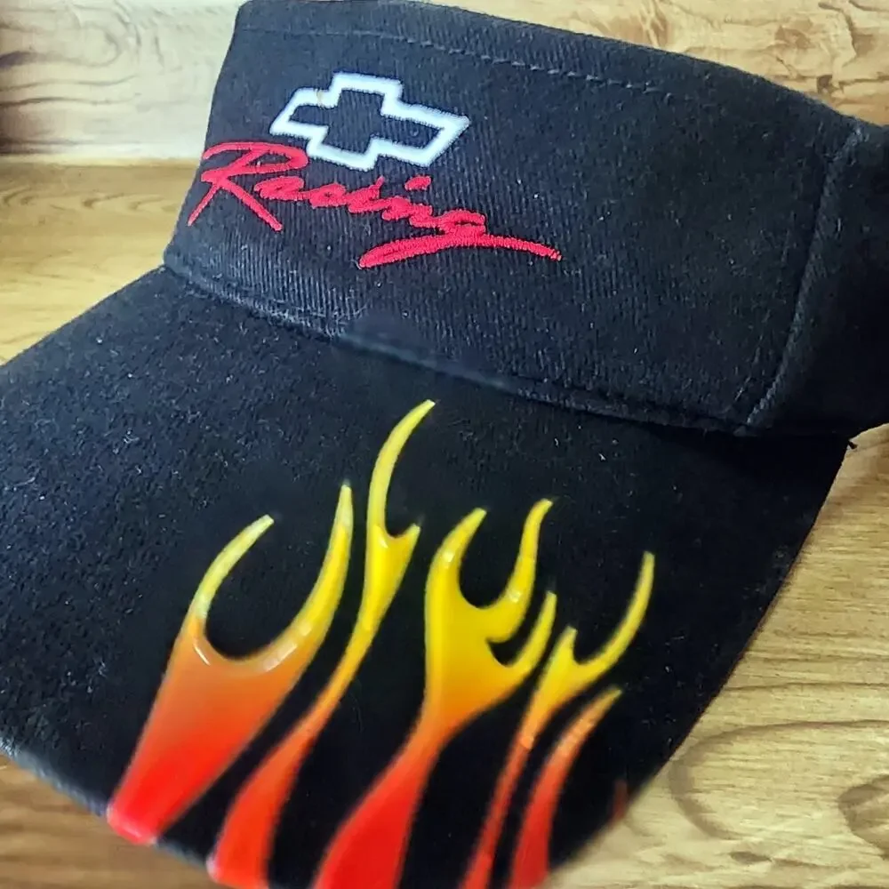 Chevy Racing Vintage Visor Nascar General Motors DP Racing Flames